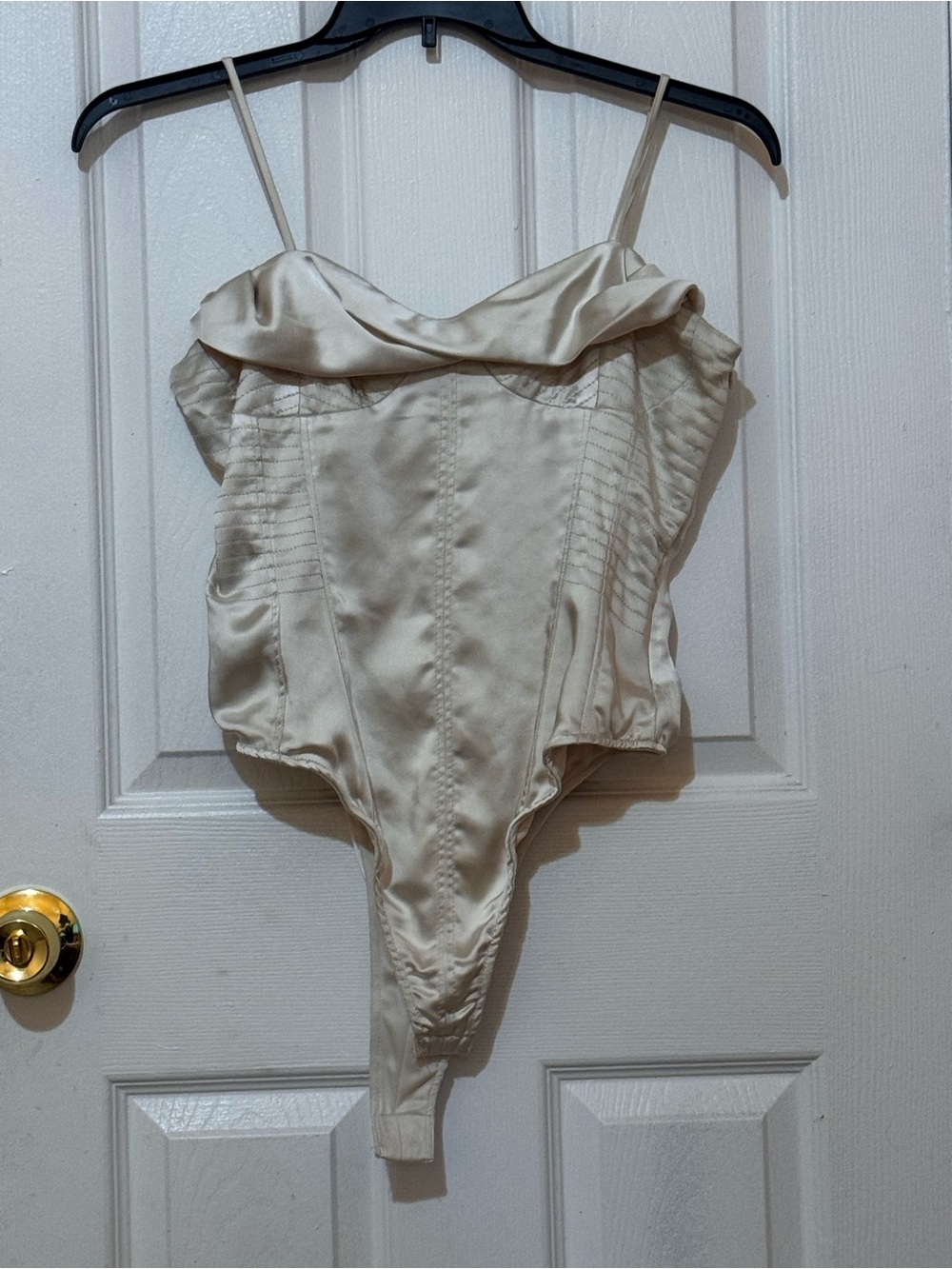 Zara Satin Cream Draped Corset Bodysuit